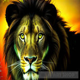 Neon Lion Face Animal Ai Art