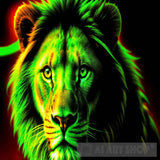 Neon Lion Face Animal Ai Art