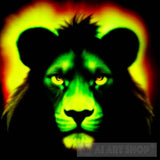 Neon Lion Face Animal Ai Art