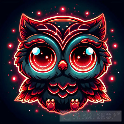 Neon Owl Animal Ai Art
