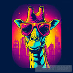 Neon Synthwave Giraffe Animal Ai Art