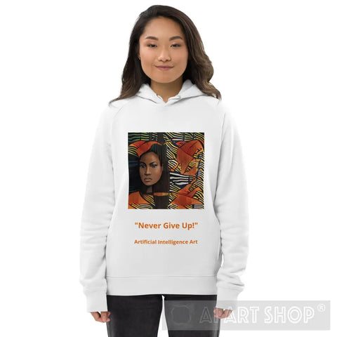 Never Give Up! Ai Art Unisex Pullover Hoodie White / S