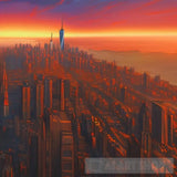 New York City At Sunset Ai Artwork