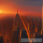 New York City At Sunset Ai Artwork