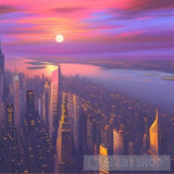 New York City At Sunset Ai Artwork