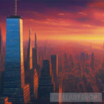 New York City At Sunset Ai Artwork