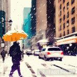 New York Snowing Abstract Ai Art