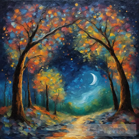 Night Moon Abstract Ai Art