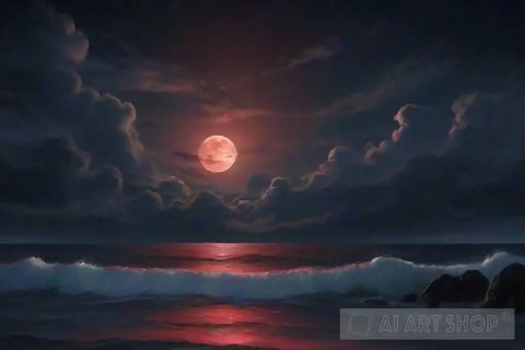 Night Sea Landscape Ai Art