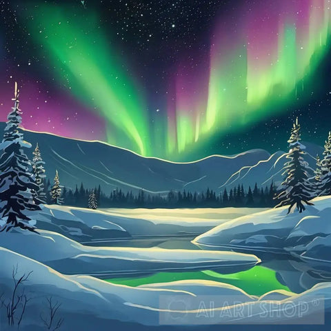 Night Sky Aurora Ai Painting