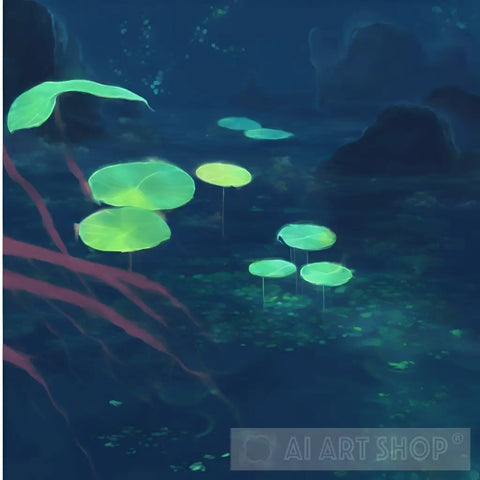 Nightscape Serenity: Abstract Underwater Composition Nature Ai Art