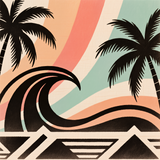 Wave & Palms in Sunset Stripes