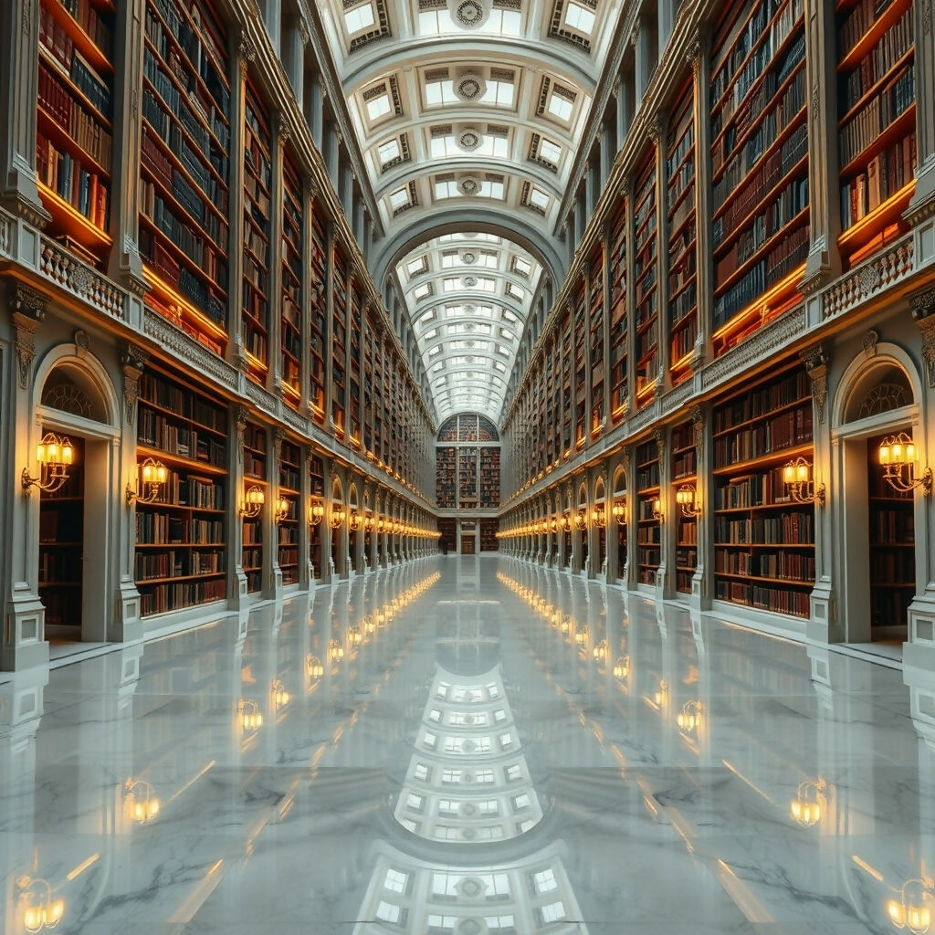Majestic Library Hall - Grand Symmetrical Architecture