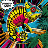 Pop Art Chameleon: Vibrant Colors in a Comic Jungle