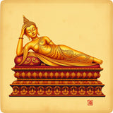 Thai-Style Reclining Buddha with Lotus Details - Zen Meditation AI Sculpture