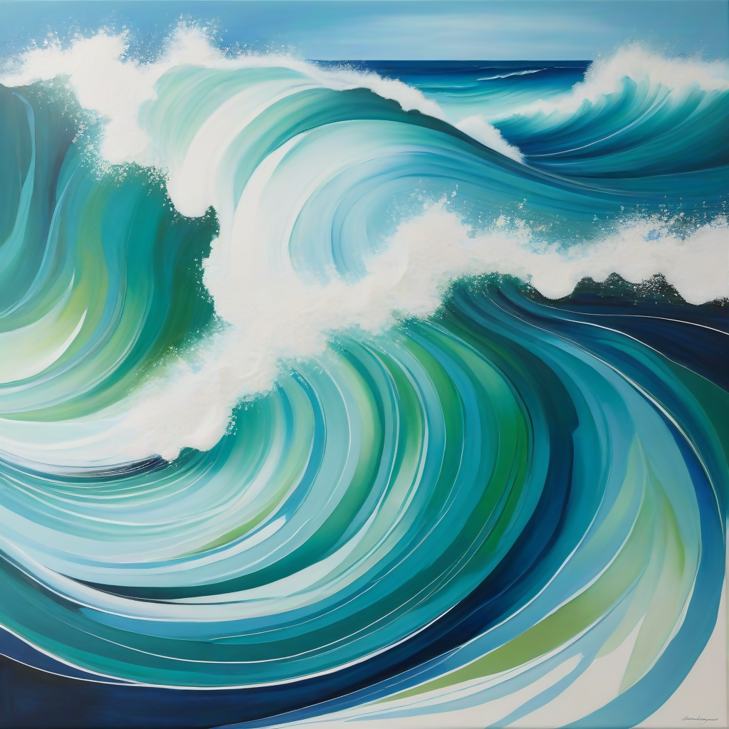 An abstract painting inspired by the ocean