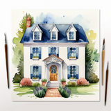House in watercolor painting art