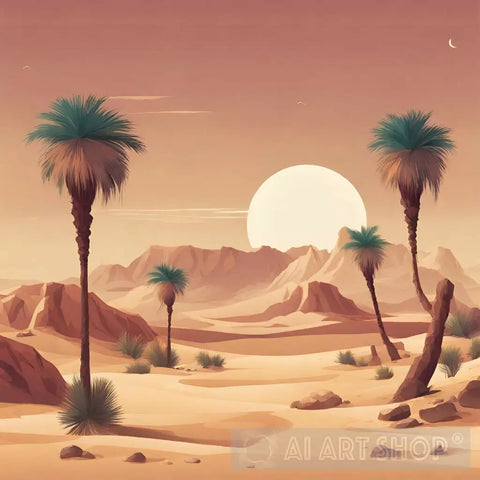 Oasis Desert Landscape Ai Art