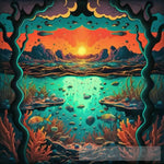 Ocean Land Dreams Psychedelic Poster Abstract Ai Art