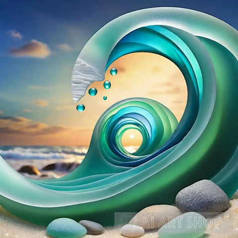 Ocean Waves In Glass Still Life Ai Art