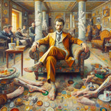 Oil Painting Fashionable Homeless Man Home Interior Setting Ai Painting