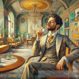 Oil Painting Fashionable Homeless Man Home Interior Setting Ai Painting