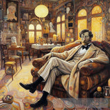Oil Painting Fashionable Homeless Man Home Interior Setting Ai Painting