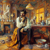 Oil Painting Fashionable Homeless Man Home Interior Setting Ai Painting