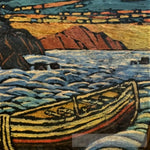 Oil Painting Of A Boat In Body Water Woodcut Inspired By Gustav Baumann Landscape Ai Art