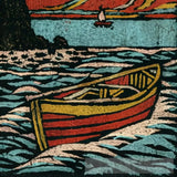 Oil Painting Of A Boat In Body Water Woodcut Inspired By Gustav Baumann Landscape Ai Art