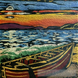 Oil Painting Of A Boat In Body Water Woodcut Inspired By Gustav Baumann Landscape Ai Art