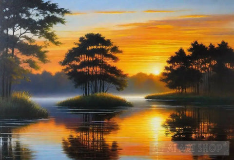 Oil Painting Of A Sunset Nature Ai Art