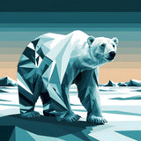 Geometric Polar Bear in an Abstract Icy Landscape