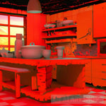 Orange Kitchen Ai Artwork