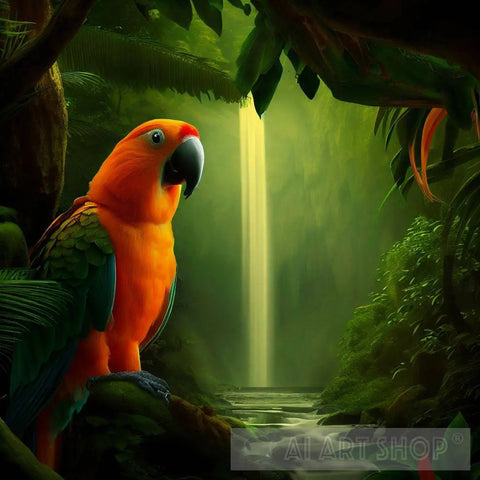 Orange Tropical Parrot Animal Ai Art