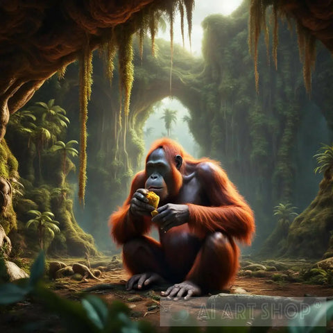 Orangutan Eating Ai Artwork