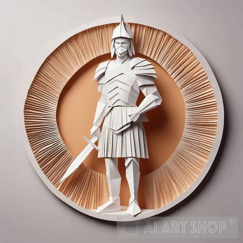 Origami Centurion Against A Circular Background Ai Artwork