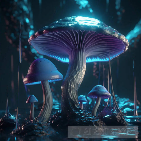 Otherworldly Mushroom Cluster Nature Ai Art