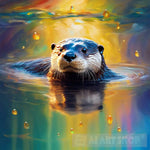 Otter In His Colourful Watery World Animal Ai Art