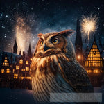 Owl At Xmas Ai Artwork