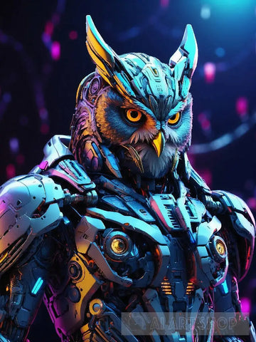 Owl In Cyborg Body #1 Ai Artwork