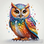 Owl In Fall Colors On A White Background Animal Ai Art