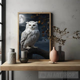 Owl On A Branch At Night Animal Ai Art