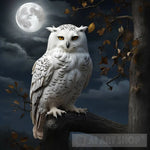 Owl On A Branch At Night Animal Ai Art