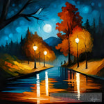 Paint Night Park Landscape Landscape Ai Art