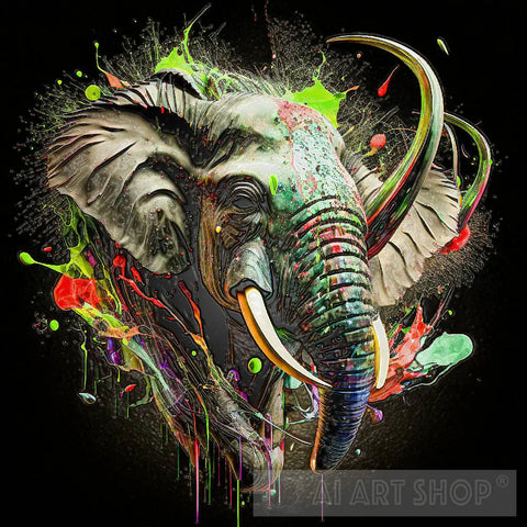 Ai Painted Elephant 2 Animal Art