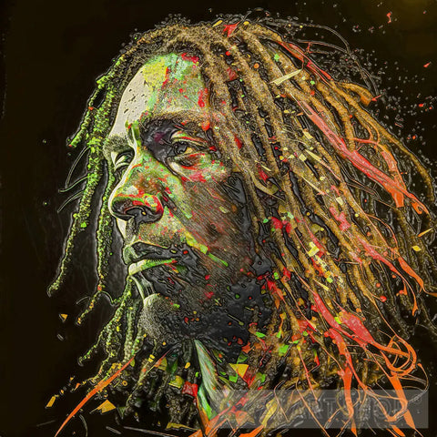 Painted Portrait Of Bob Marley Portrait Ai Art