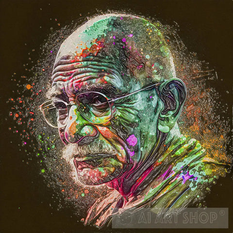 Painted Portrait Of Gandhi 2 Portrait Ai Art