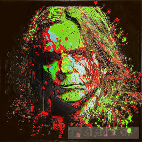 Painted Portrait Of Ozzy Osbourne 2 Portrait Ai Art