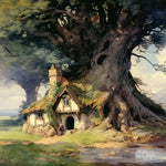 Painting Of A House Under Tree Landscape Ai Art